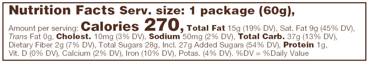 Dark Chocolate Barrel Aged Bourbon Caramels Nutrition Facts