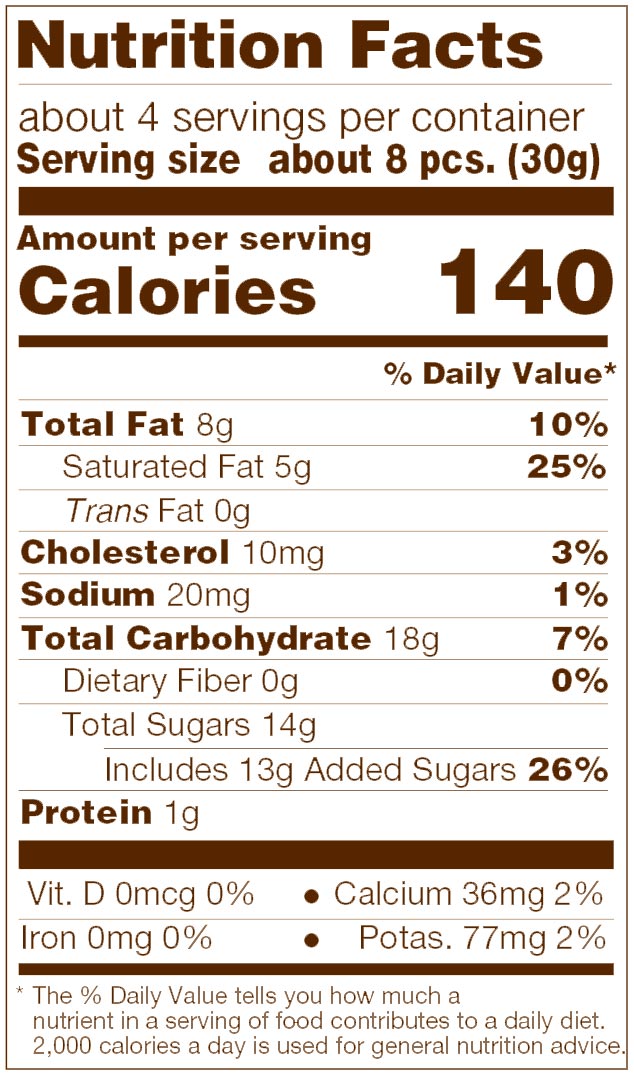 Milk Chocolate English Toffee Caramels Nutrition Facts